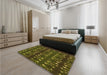 Patterned Milk Chocolate Brown Rug in a Bedroom, pat2869org