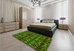 Patterned Deep Emerald Green Rug in a Bedroom, pat2869yw