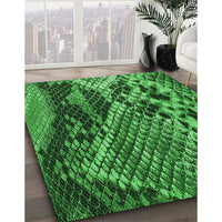 Patterned Deep Emerald Green Rug, pat287grn