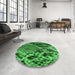 Round Patterned Deep Emerald Green Rug in a Office, pat287grn