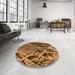 Round Patterned Red Brown Rug in a Office, pat287org