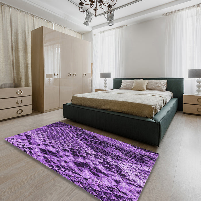 Patterned Purple Rug in a Bedroom, pat287pur