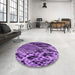 Round Patterned Purple Rug in a Office, pat287pur