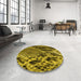 Round Patterned Yellow Rug in a Office, pat287yw