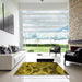 Square Patterned Yellow Rug in a Living Room, pat287yw