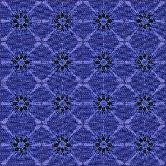 Round Machine Washable Transitional Cobalt Blue Rug, wshpat2870blu