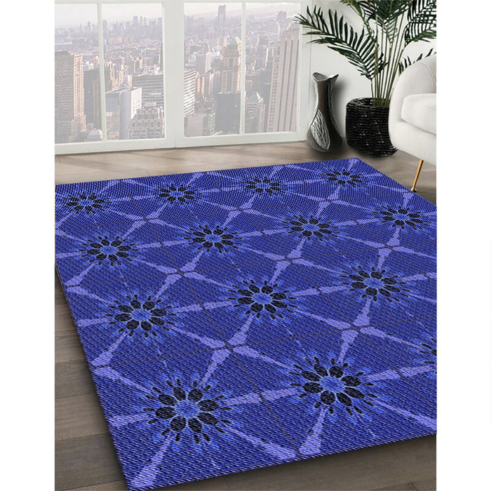 Machine Washable Transitional Cobalt Blue Rug in a Family Room, wshpat2870blu