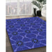 Patterned Cobalt Blue Rug in Family Room, pat2870blu