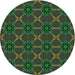 Square Patterned Dark Lime Green Rug, pat2870grn