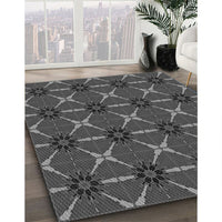 Patterned Dark Gray Black Rug, pat2870gry