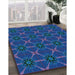 Patterned Blue Rug in Family Room, pat2870lblu