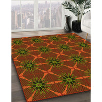 Patterned Crimson Red Rug, pat2870yw