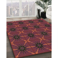 Patterned Burgundy Red Rug, pat2871brn