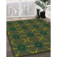 Patterned Dark Forest Green Rug, pat2871grn