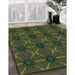 Patterned Dark Forest Green Rug in Family Room, pat2871grn