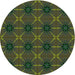 Square Patterned Dark Forest Green Rug, pat2871grn