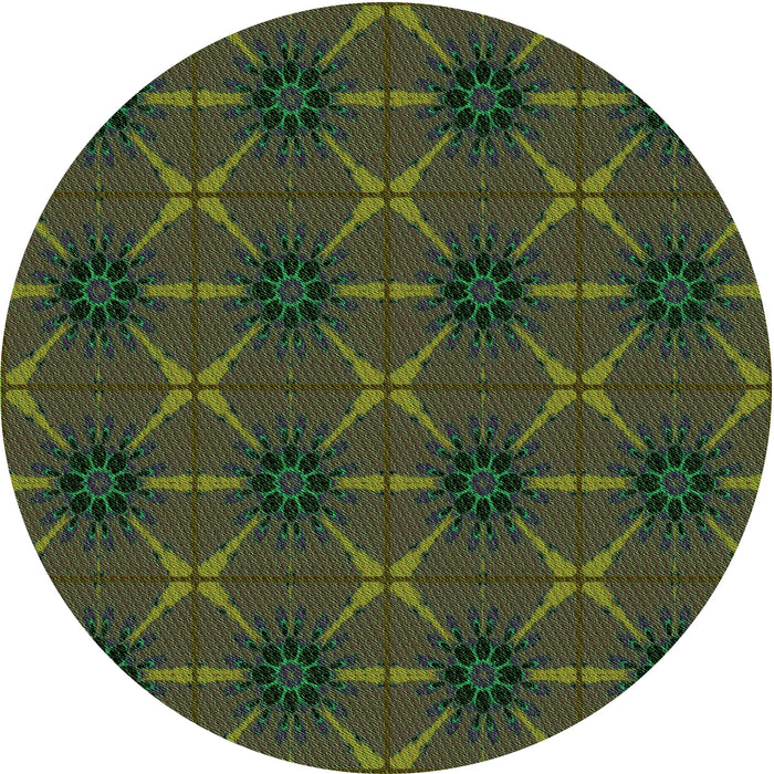 Square Machine Washable Transitional Dark Forest Green Rug in a Living Room, wshpat2871grn