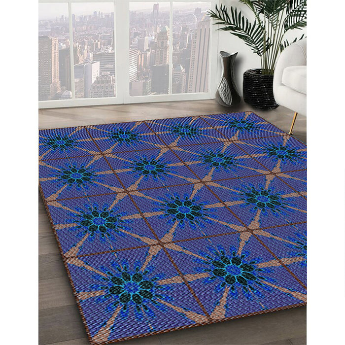 Patterned Blue Rug in Family Room, pat2871lblu