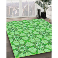 Patterned Green Rug, pat2872grn