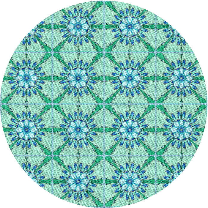 Square Patterned Light Sea Green Rug, pat2872lblu