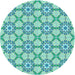 Square Patterned Light Sea Green Rug, pat2872lblu