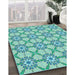 Machine Washable Transitional Light Sea Green Rug in a Family Room, wshpat2872lblu