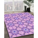 Patterned Pastel Purple Pink Rug in Family Room, pat2872pur