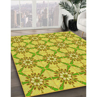 Patterned Dark Golden Brown Rug, pat2872yw