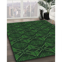 Patterned Black Rug, pat2873grn