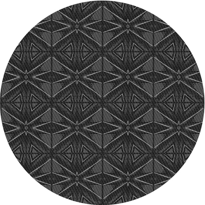 Square Patterned Carbon Gray Rug, pat2873gry