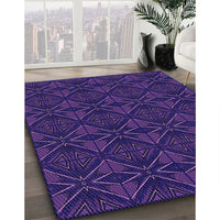 Patterned Denim Dark Blue Rug, pat2873pur