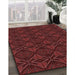 Patterned Red Rug in Family Room, pat2873rd