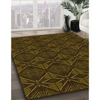 Patterned Dark Bronze Brown Rug, pat2873yw