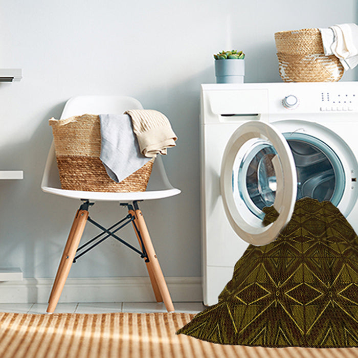 Machine Washable Transitional Dark Bronze Brown Rug in a Washing Machine, wshpat2873yw