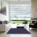 Square Patterned Blue Novelty Rug in a Living Room, pat2873