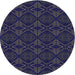 Sideview of Patterned Blue Novelty Rug, pat2873