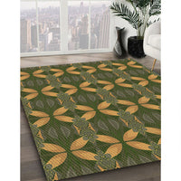 Patterned Army Green Rug, pat2874brn