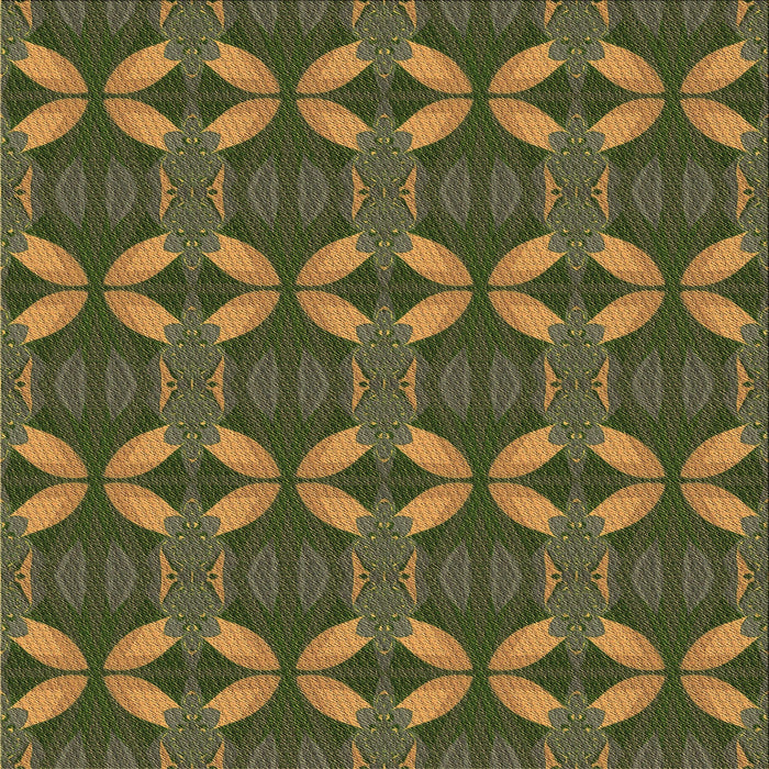 Round Machine Washable Transitional Army Green Rug, wshpat2874brn