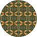 Square Patterned Army Green Rug, pat2874brn