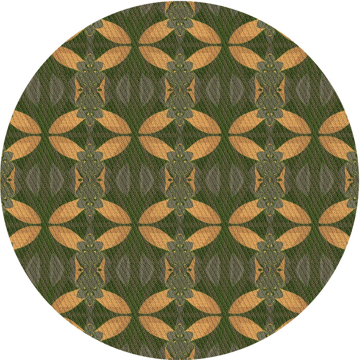 Square Machine Washable Transitional Army Green Rug in a Living Room, wshpat2874brn