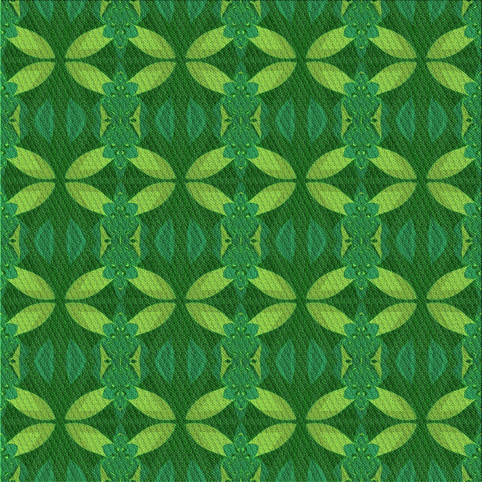 Round Machine Washable Transitional Green Rug, wshpat2874grn