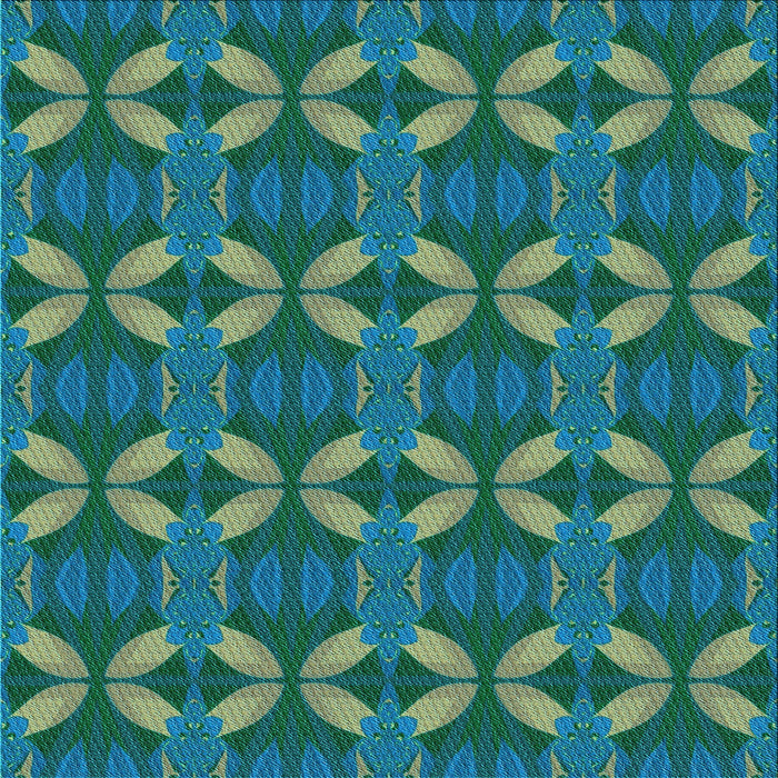 Round Patterned Medium Teal Green Rug, pat2874lblu