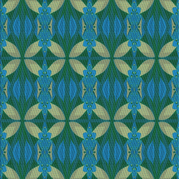 Patterned Medium Teal Green Rug, pat2874lblu
