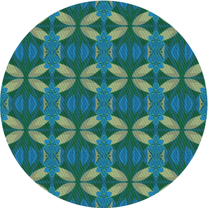 Square Patterned Medium Teal Green Rug, pat2874lblu