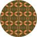 Square Patterned Dark Bronze Brown Rug, pat2874org