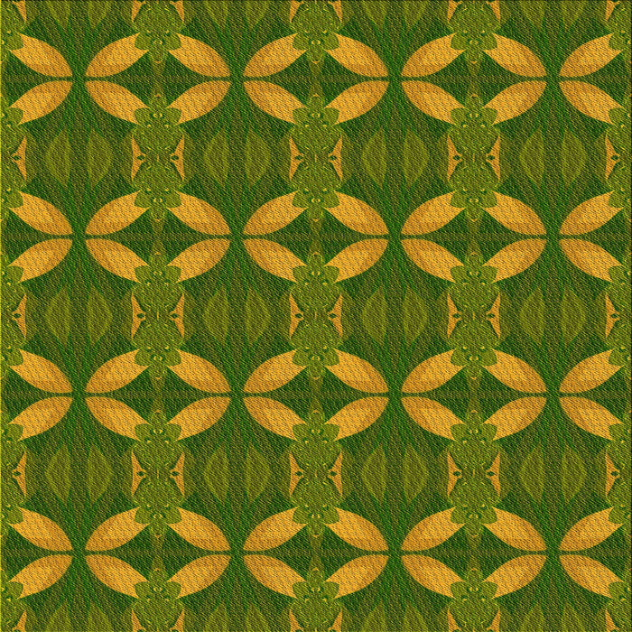 Round Machine Washable Transitional Dark Yellow Green Rug, wshpat2874yw