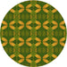 Square Patterned Dark Yellow Green Rug, pat2874yw