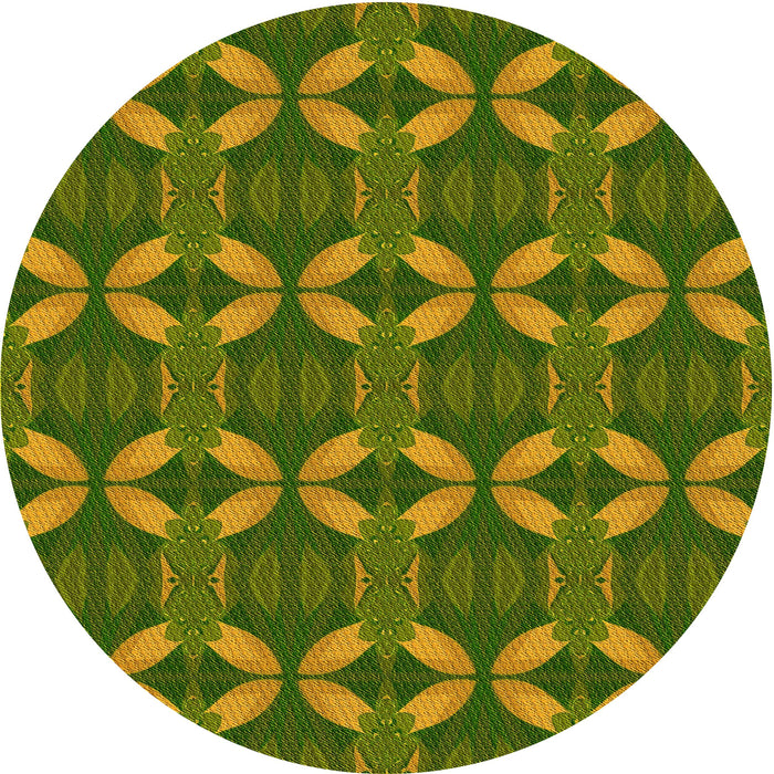 Square Machine Washable Transitional Dark Yellow Green Rug in a Living Room, wshpat2874yw