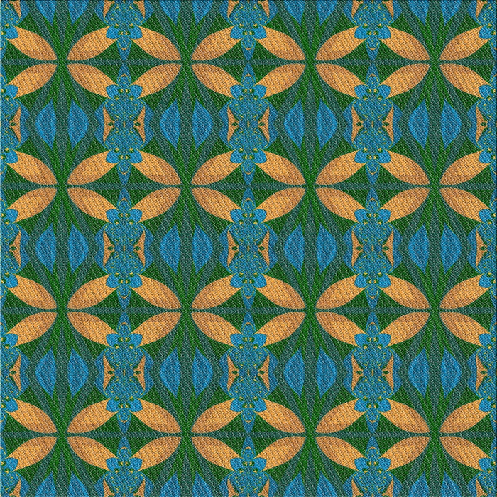 Square Patterned Green Novelty Rug, pat2874