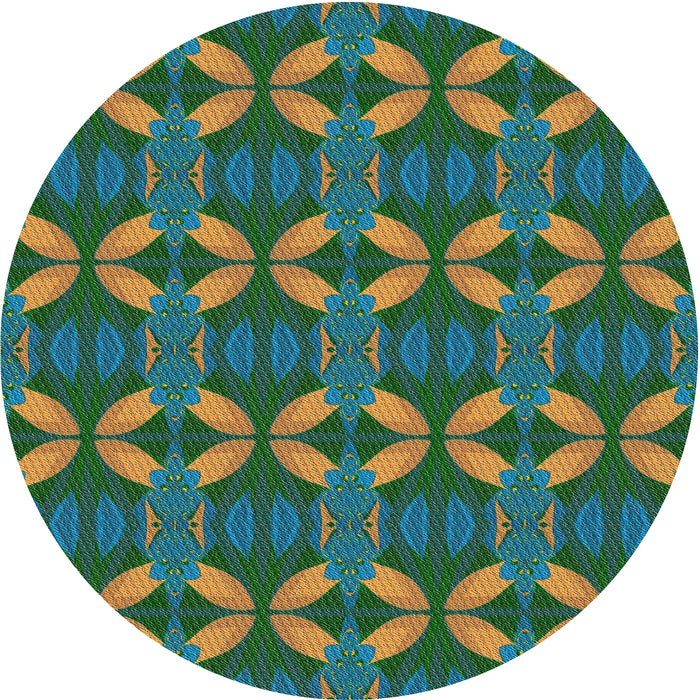 Square Machine Washable Transitional Green Rug, wshpat2874